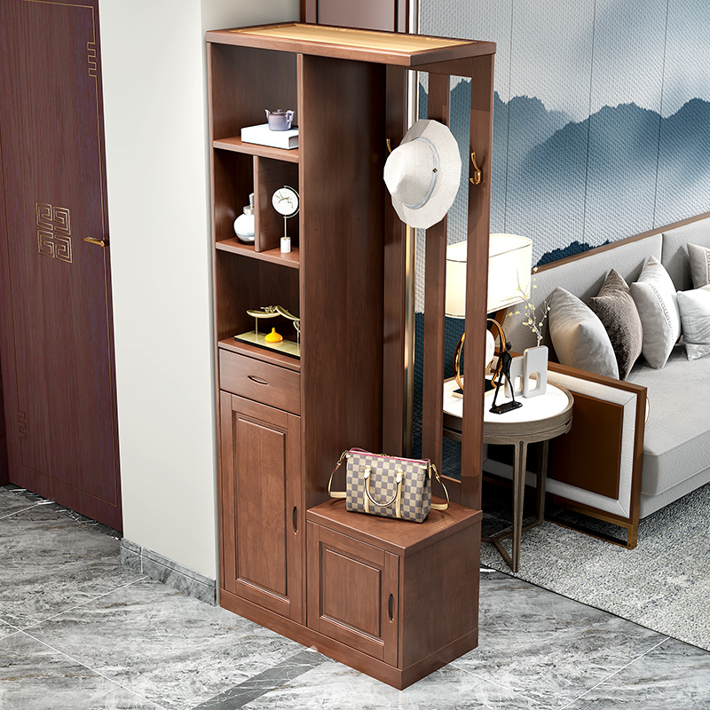 青木川 实木酒柜鞋柜一体靠墙客厅餐厅家用入户进门口玄关隔断屏风柜