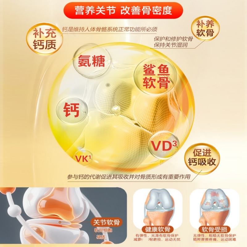 江中氨基葡萄糖钙片中老年氨糖+软骨素+DK钙片关节疼痛1.0g*30片官方旗舰店正品