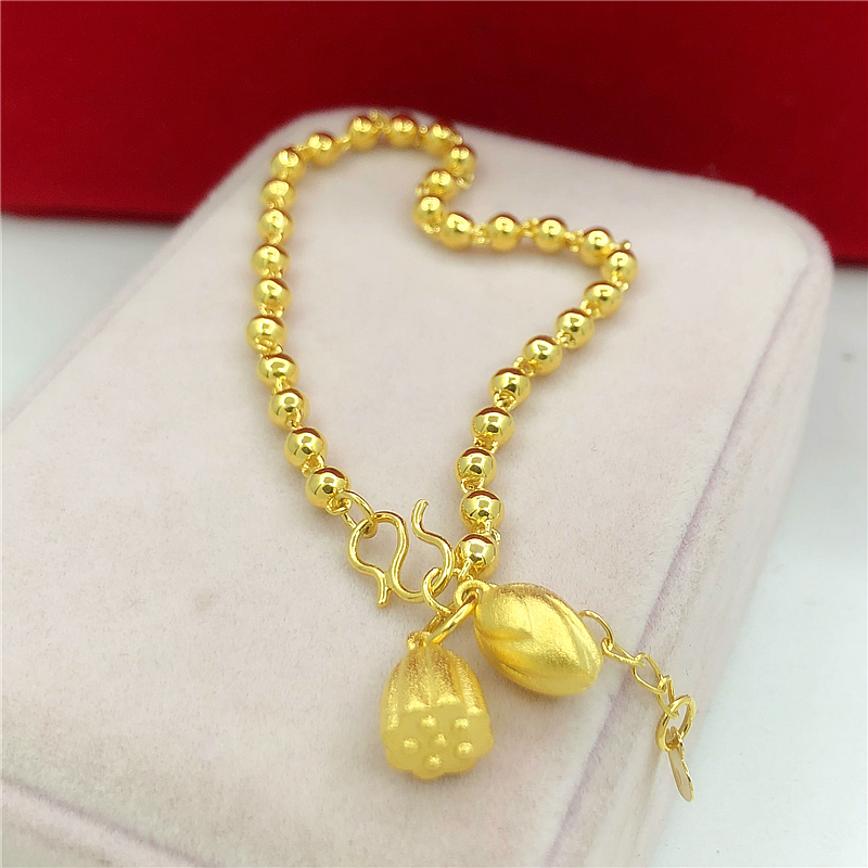 2021新款三生三世两世欢手链女黄金色传承莲蓬转运珠手镯送女友礼 光珠手链+莲花莲蓬