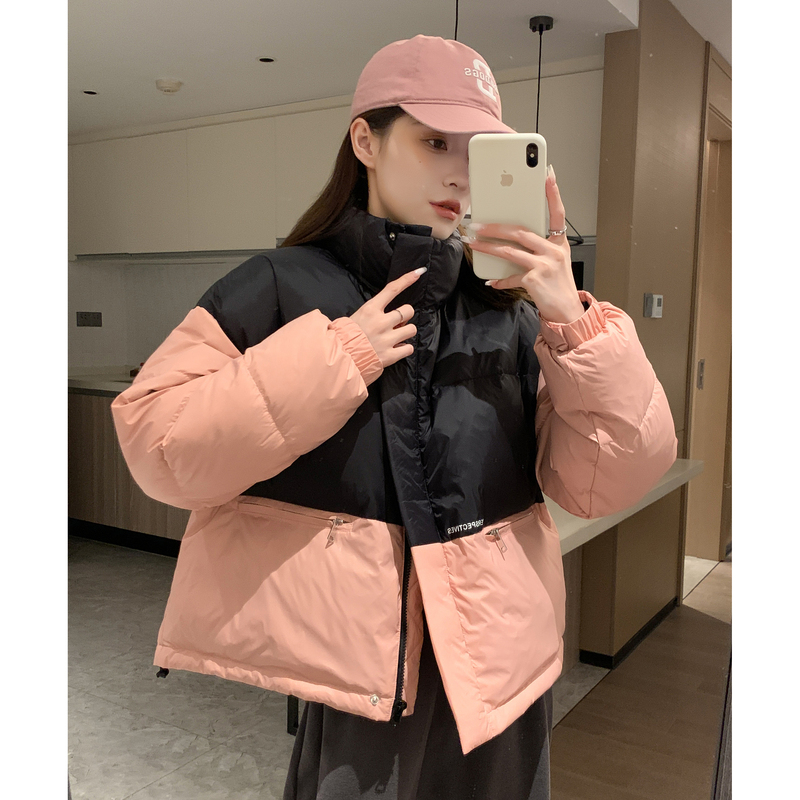 唐狮2023冬季新款羽绒服女短款冬装外套小个子时尚好看面包服_862 S 粉红