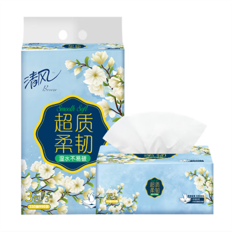 清风 超质柔韧抽纸 3层110抽1包 24包*1箱AR31SHK