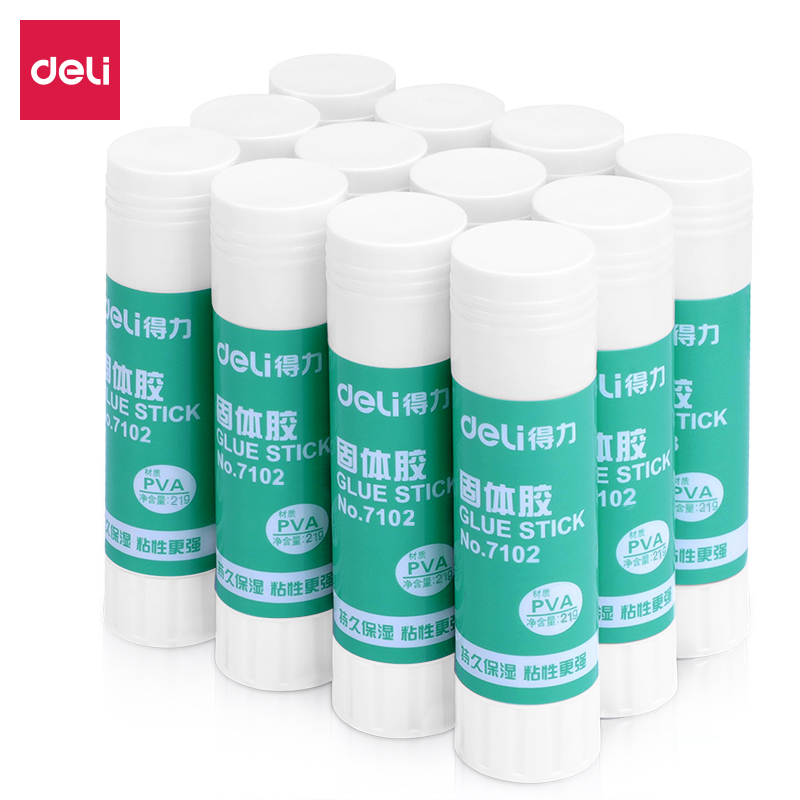 得力 DELI 7102 升级配方PVA固体胶棒21G 12支 盒