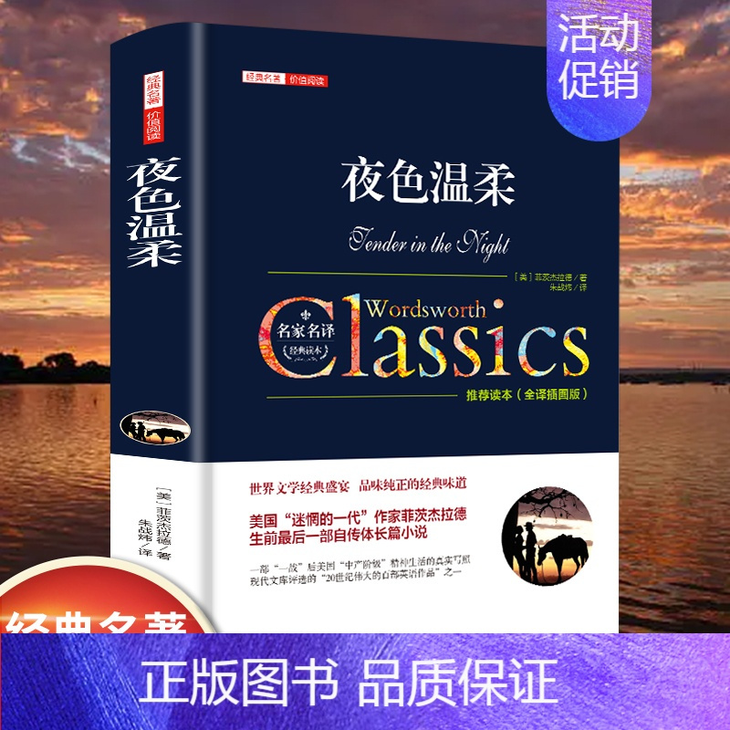[精装]夜色温柔 [正版]世界名著书籍全套40册悲惨世界罪与罚战争与和平原著无删减中文全译本青少年初高中学生课外阅读书籍