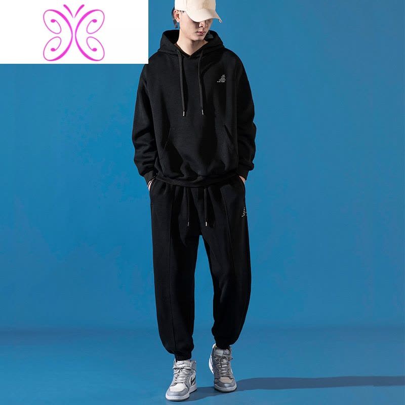 YUANSU卫衣套装男士潮流2020年新款秋冬季休闲连帽加绒加厚衣服运动服装卫衣图片