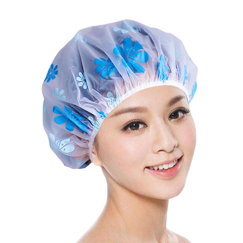 防水浴帽浴室可爱淋浴洗澡帽女款加厚洗头帽防油烟帽 三维工匠 【3件套】2个浴帽+1个公主干发帽