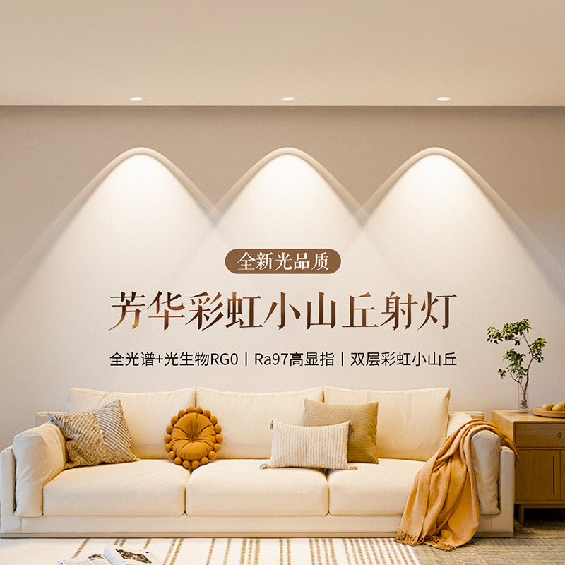 雷士照明超薄彩虹小山丘射灯嵌入式家用客厅超薄筒灯洗墙灯芳华高清大图
