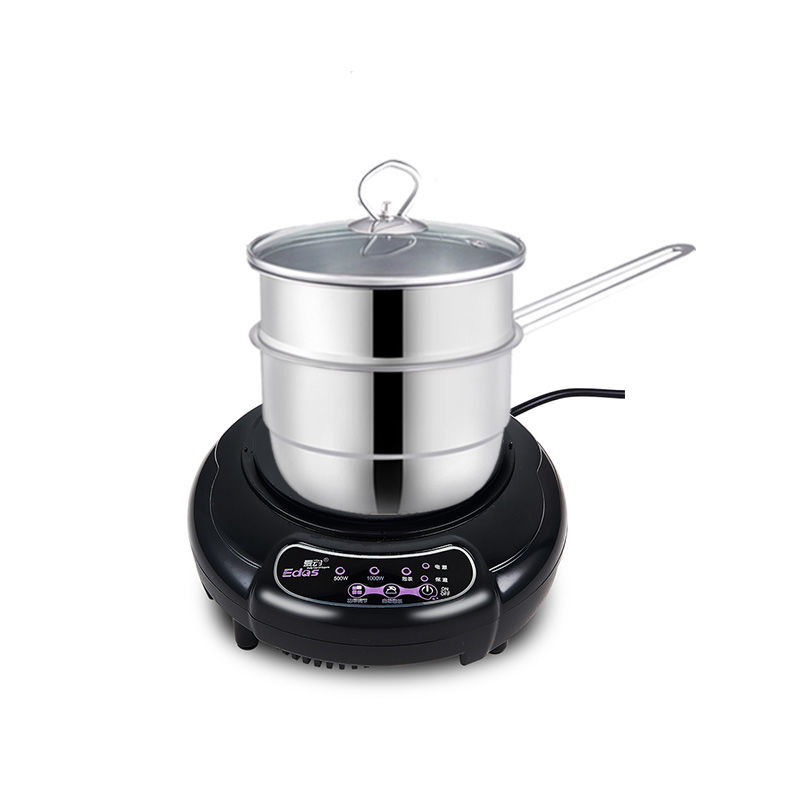 电磁炉圆形家用小型煮茶泡茶炉1000w学生宿舍泡面火锅炉|h1 双层蒸锅