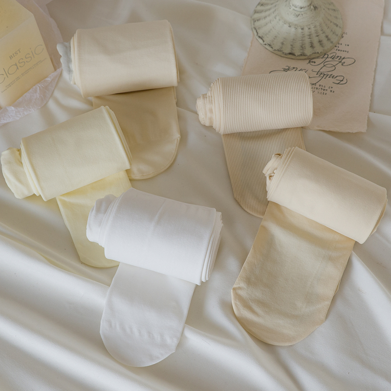 日系奶白色连裤袜洛丽塔lolita白色丝袜女春秋甜美jk连脚打底袜子
