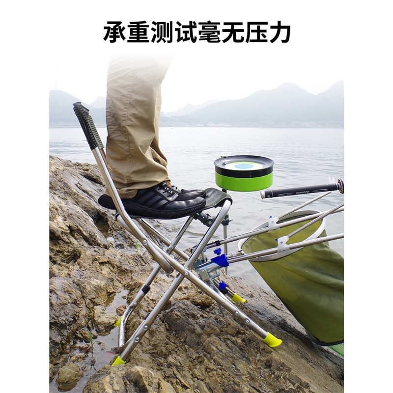 钓哈哈多功能轻便折叠钓椅迈高登不锈钢便携钓鱼椅带靠背加厚钓鱼凳
