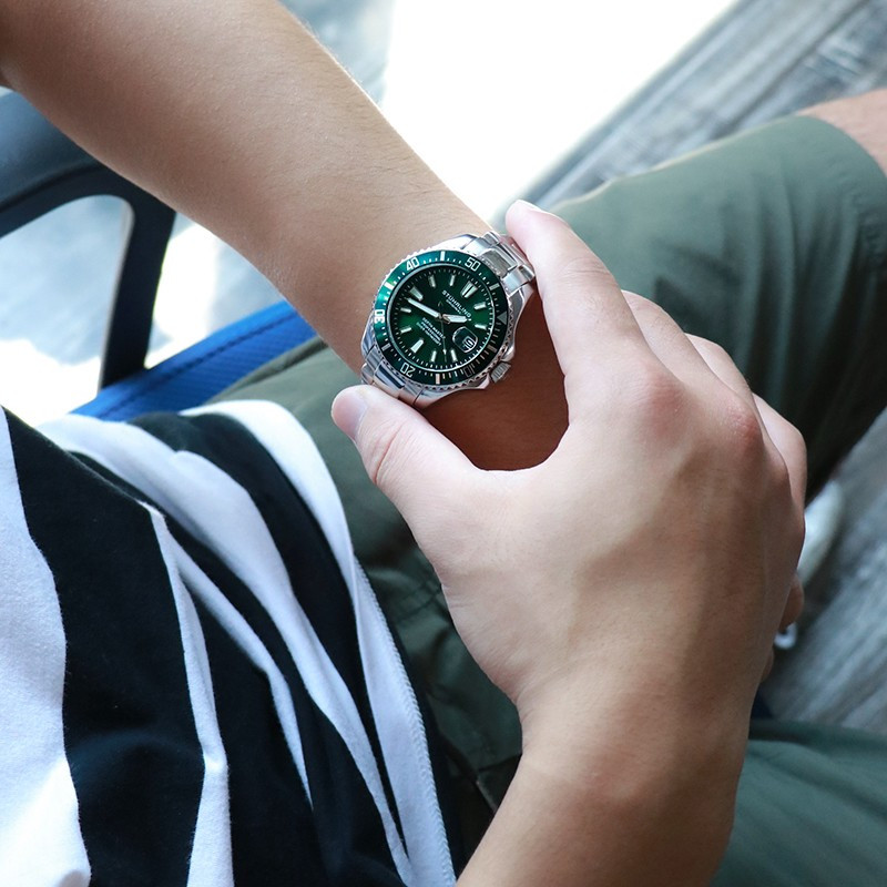 美国施图灵stuhrling绿水鬼腕表石英男士潜水气质夜光手表石英表男表