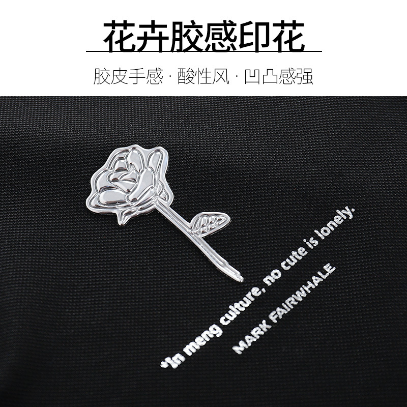 马克华菲polo衫男士2022夏季新款时尚潮流印花宽松黑上衣