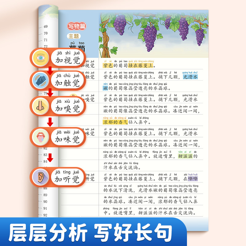[全套方法加练习]扩句法+五感法+修辞法+加词法+训练册 小学通用 [正版]一看就会扩句法五感法写作文扩句法加词法修辞法