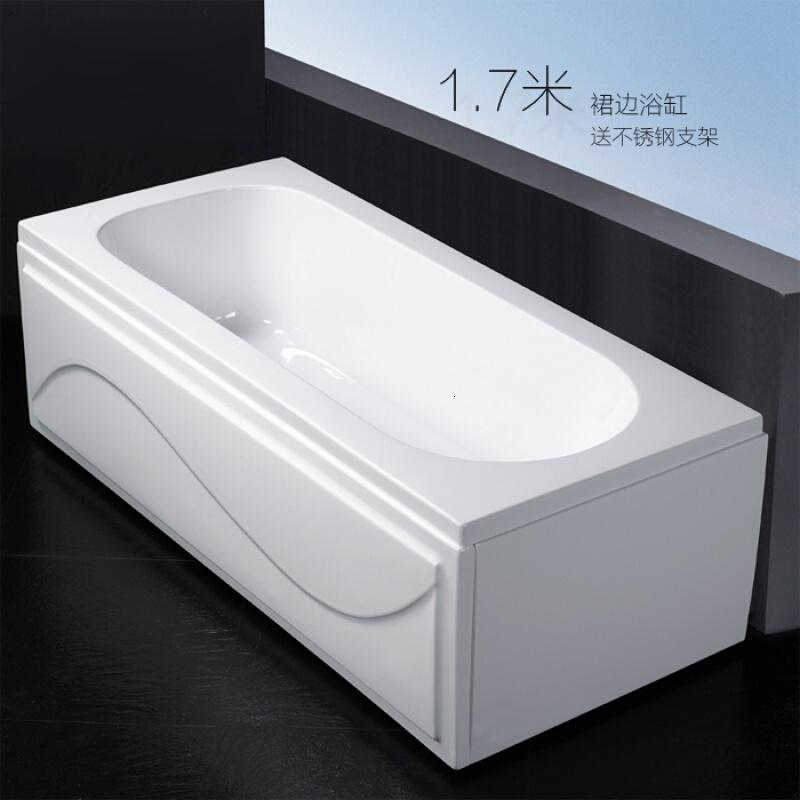 亚克力普通嵌入式浴缸家用独立脚靠墙裙边浴池浴室DIY小浴缸白色白色裙边不锈钢架&asymp1.7M波迷娜BOMINA高清大图