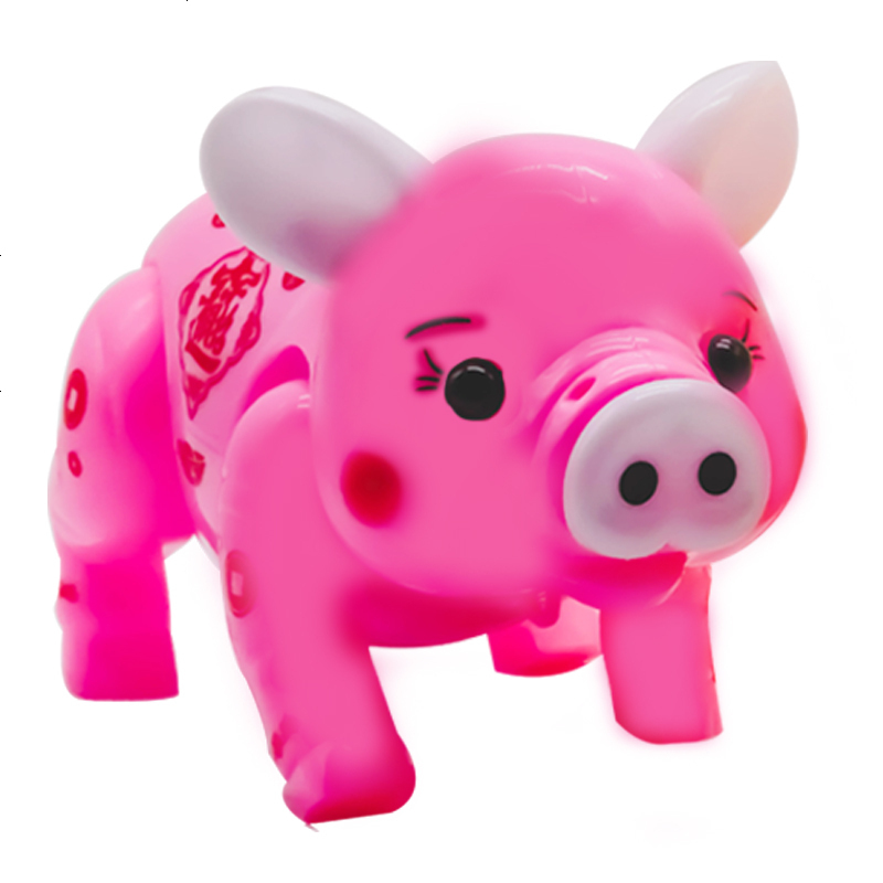 猪年元宵节手提儿童灯笼塑料电动发光玩具牵绳走路猪春节花灯