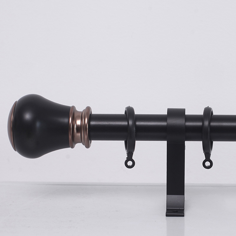 窗帘杆罗马杆辅料单杆双杆打孔安装配件铝合金加厚北欧风客厅卧室 一米新款铝合金罗马杆黑色单杆 默认尺寸