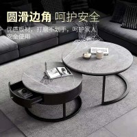 兰秀家居 岩板茶几北欧简约现代客厅家用大理石轻奢网红茶几组合