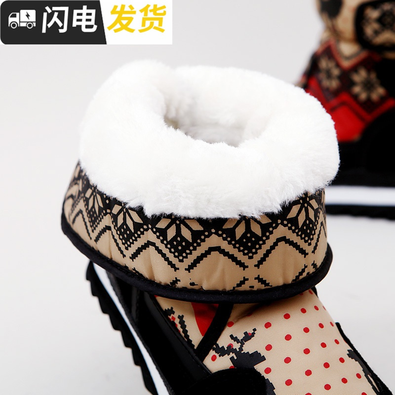 2022冬季新款时尚加厚加绒保暖防滑防中筒厚底学生雪地靴女棉鞋启如高帮鞋