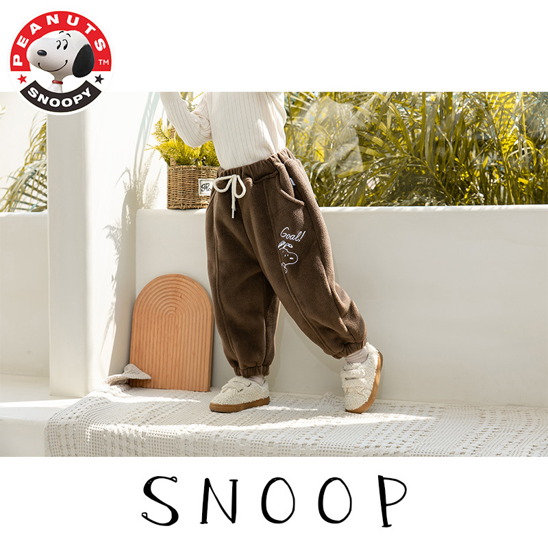 史努比(SNOOPY)儿童摇粒绒加厚毛毛裤童装男童裤子休闲运动长裤KRS026