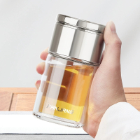 便携水分离泡茶双层玻璃杯200