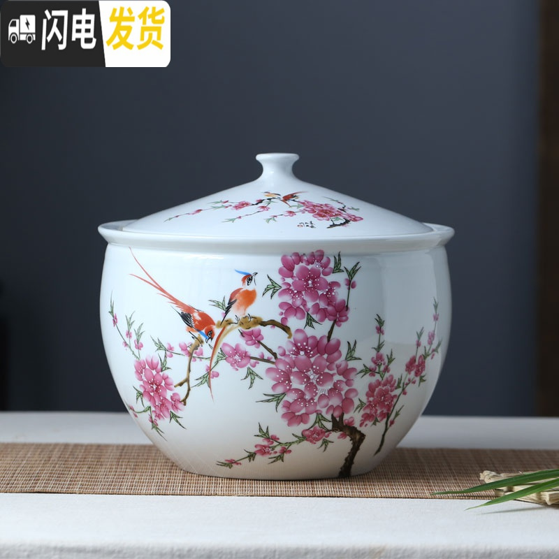 三维工匠家用陶瓷米缸米桶带盖储物米酒腌菜肉油缸5斤10斤20斤密封防潮虫收纳桶