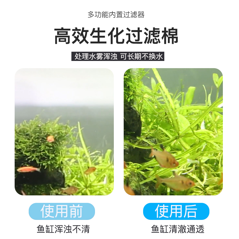 鱼缸灯UV过滤水族箱循环内置过滤器设备三合一净水循环潜水泵高清大图