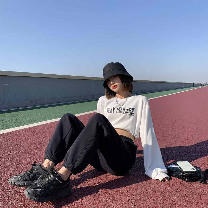 [2.5折价72元]唐狮秋冬加绒束脚裤子女显瘦百搭针织裤女休闲长裤宽松休闲运动裤