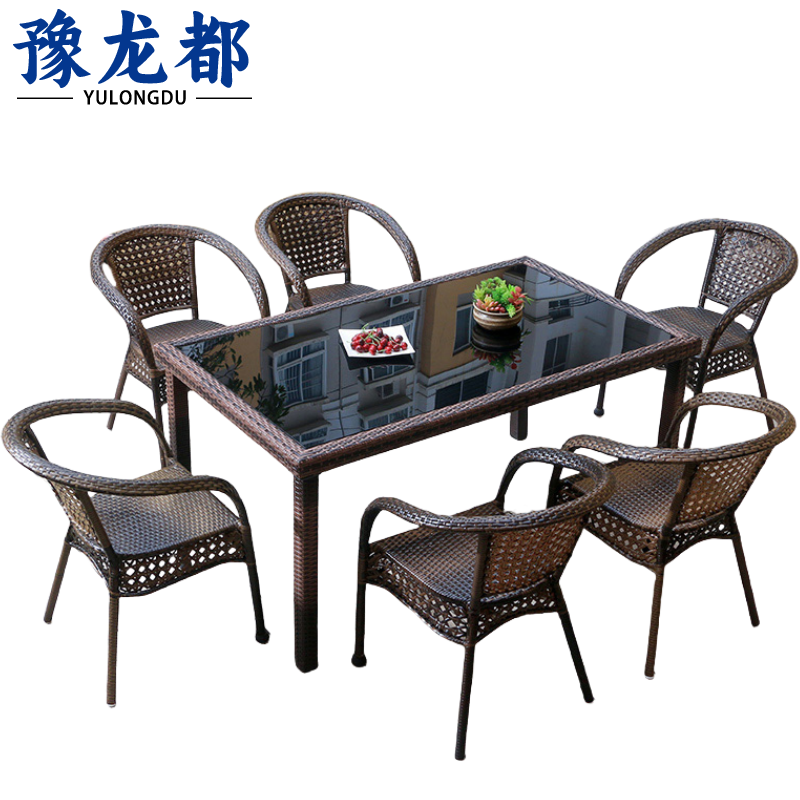 豫龙都户外桌椅 六椅套高清大图