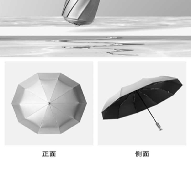全自动钢骨玻纤伞架 加厚金胶布 金色水电镀手柄 YF-Z2021053 晴雨两用伞