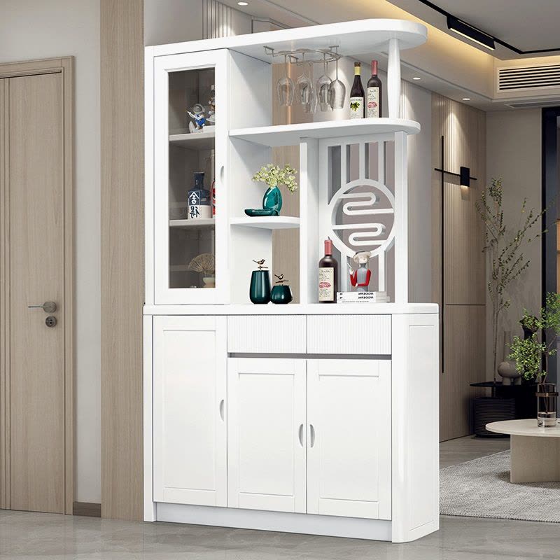 青木川实木酒柜鞋柜一体靠墙双面客厅餐厅家用入户玄关柜隔断遮挡储物柜图片