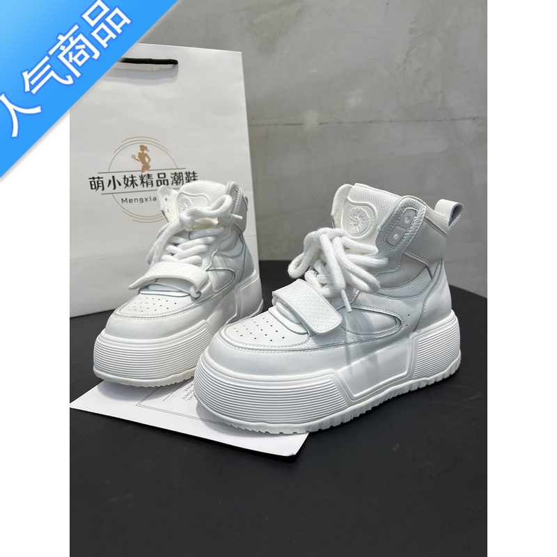 SUNTEK高帮松糕底休闲鞋魔术贴潮鞋2023年秋季新款女鞋小白鞋百搭高清大图