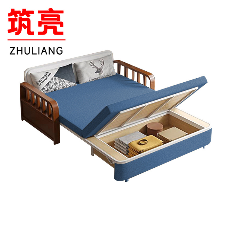 筑亮 沙发床 90cm深蓝色可储物款 张高清大图