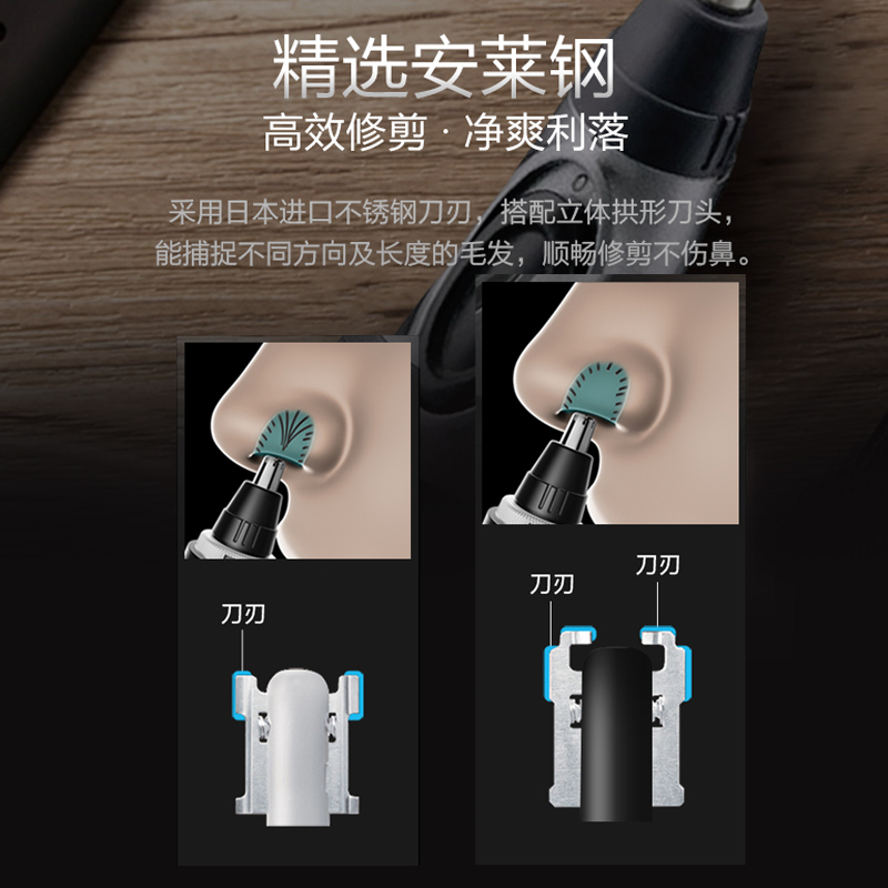 松下(Panasonic)电动鼻毛修剪器 男士立体拱形刀头修剪器不伤害鼻腔全身水洗 ER417