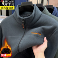 啄木鸟加绒加厚开衫卫衣男2025春秋季新款立领抓绒摇粒绒夹克外摇