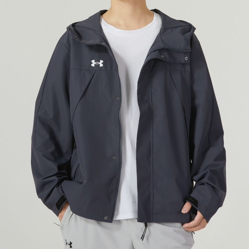 安德玛(Under Armour)UA运动外套男装新款户外连帽梭织训练健身衣夹克23600401-009 ZP高清大图