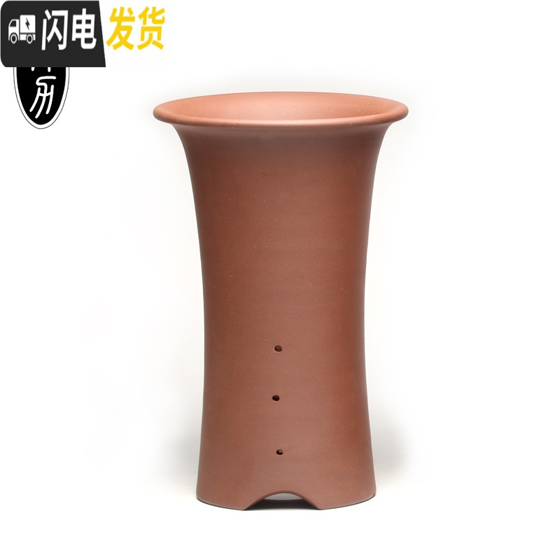 三维工匠宜兴紫砂兰花花盆陶瓷盆景盆栽阳台地面桌面个性创意花盆 竹节兰花盆+托盘SL021 小花盆容器高清大图