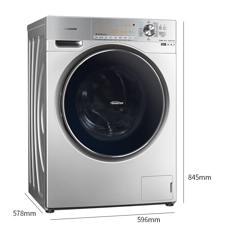 松下(Panasonic) XQG100-EG13D 10KG洗6KG烘 全自动家用变频 洗烘一体机滚筒洗衣机(深银色)