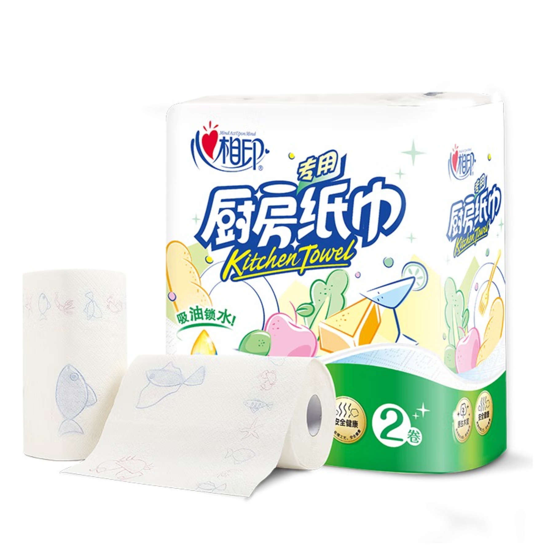 KT102(提装)心相印2粒装75节印花厨房纸巾单提装高清大图