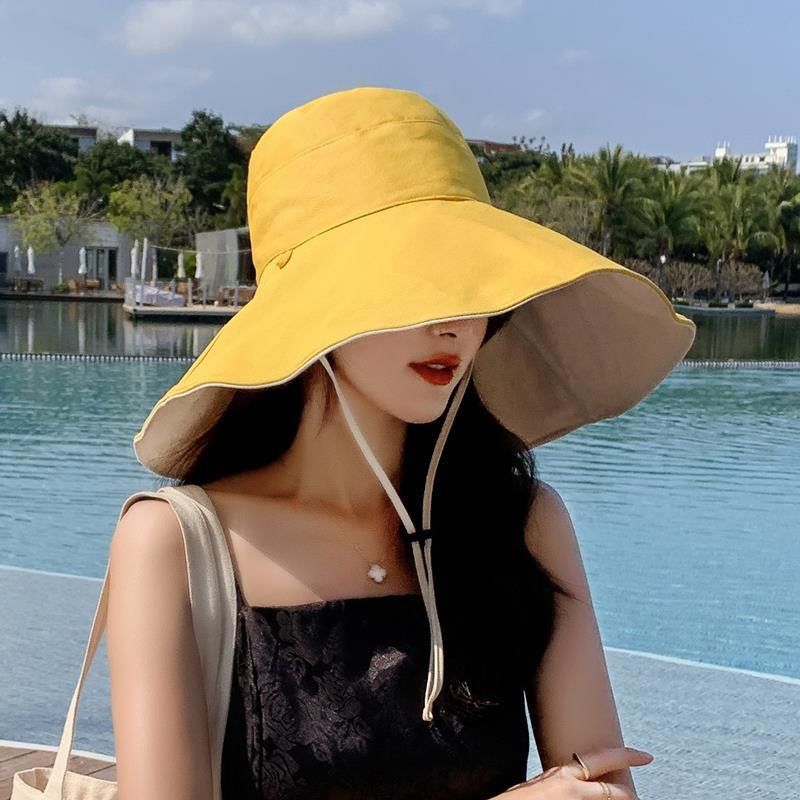 超大帽檐防晒帽子女夏遮阳帽渔夫帽韩版防紫外线遮脸太阳帽潮高清大图