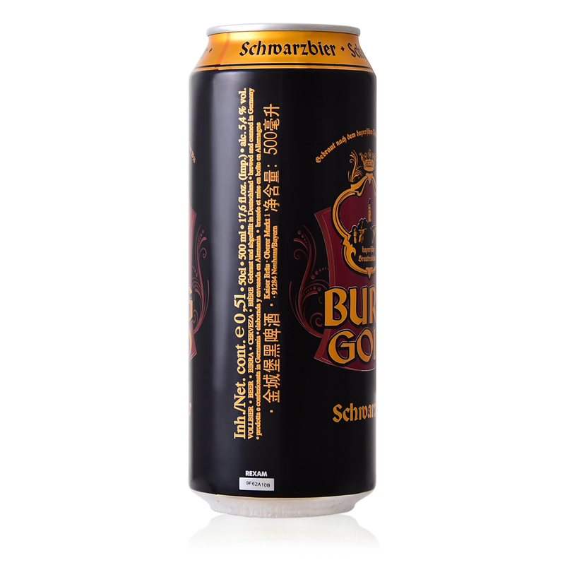 德国进口 金城堡(Burggold)黑啤酒 500ml*6听 六连包