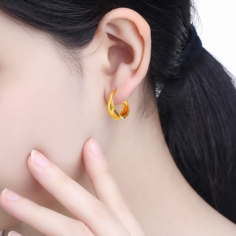 周六福zhouliufu黄金耳钉耳环足金耳坠黄金耳环计价送妈妈节日送礼