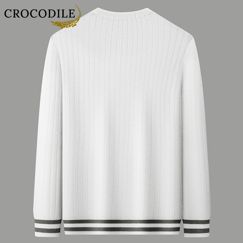 鳄鱼恤CROCODILE 男士亲肤绞花肌理贴身T恤上衣针织衫高清大图