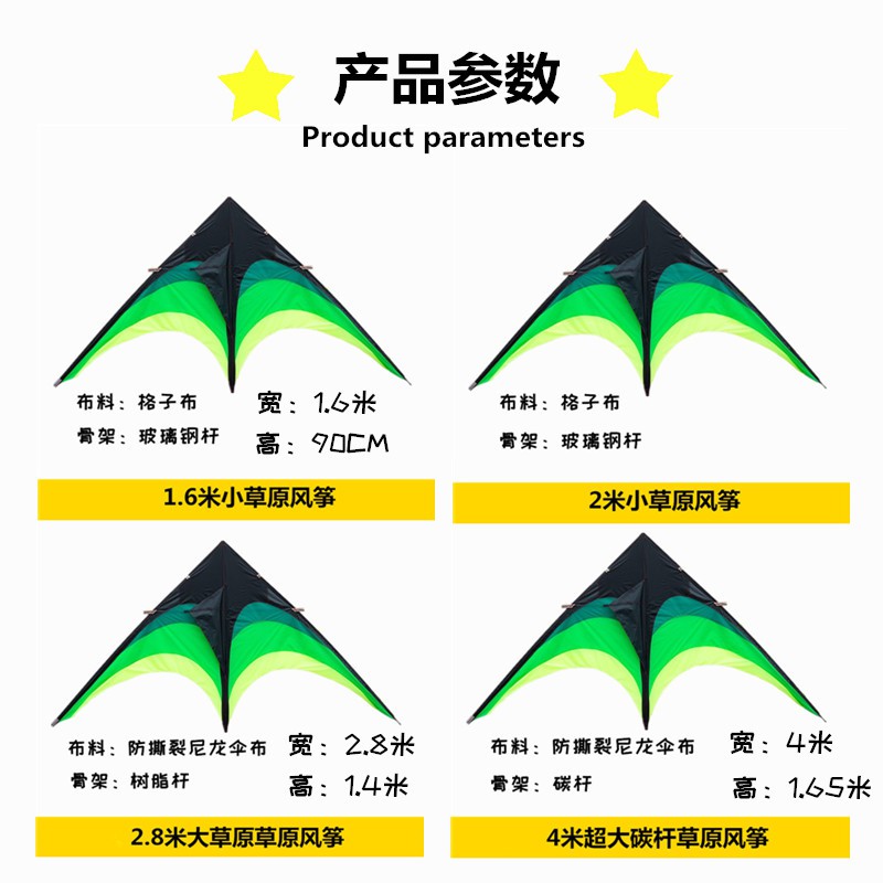 风筝大型 成人 儿童风筝 微风易飞 大原风筝 新手风筝线轮创意 三维工匠 2.8米大草原(树脂杆)+30米尾巴高清大图