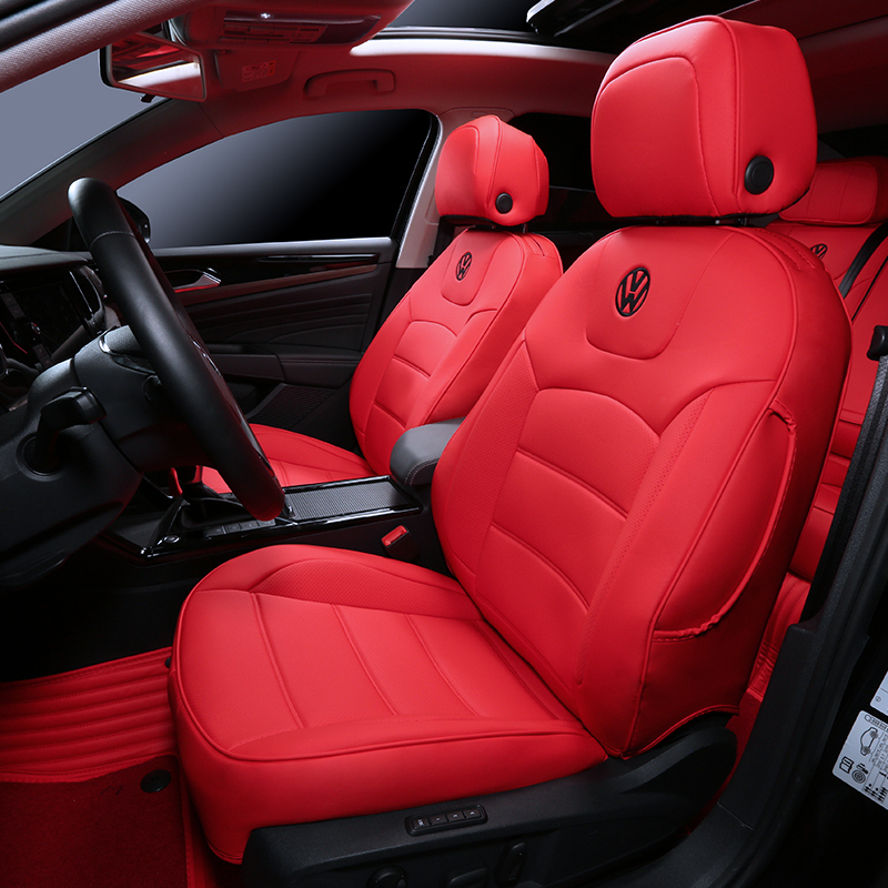 坐垫凌渡座套2019款cc速腾迈腾四季专用汽车座椅套全包纯皮纯红色标准