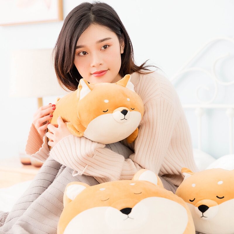 名创优品 (miniso) 柴犬系列-趴姿软萌毛绒公仔创意玩偶(黄色)