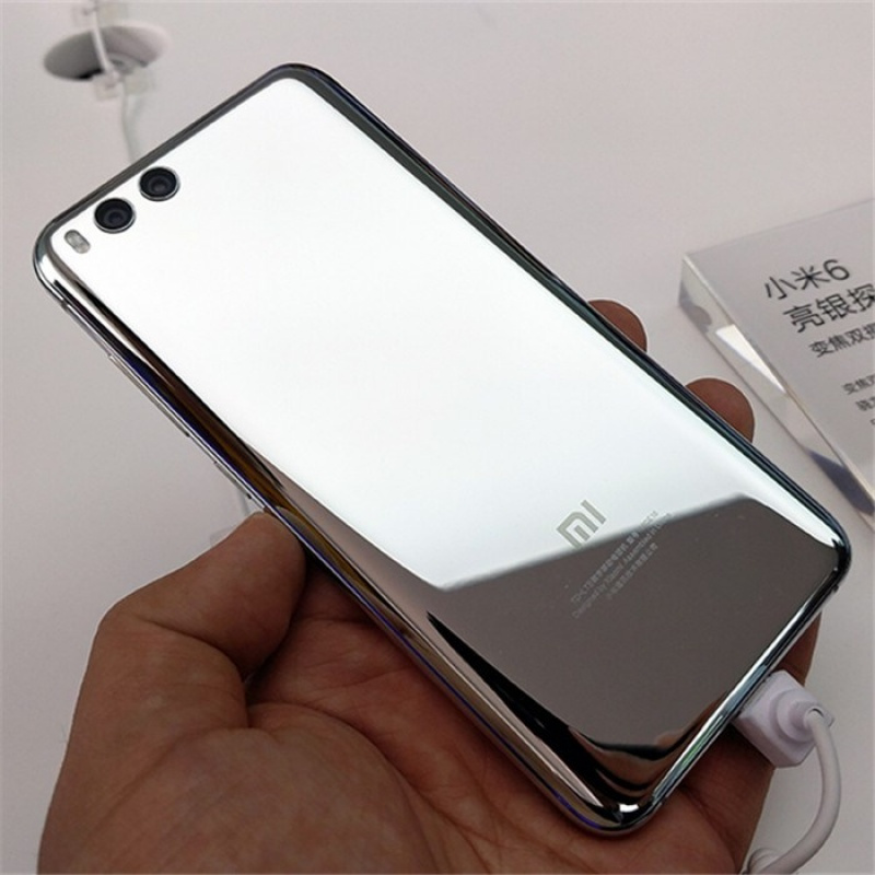 6玻璃后盖mi6陶瓷手机后盖六钢化玻璃电池后盖壳小米6原装后盖亮银色