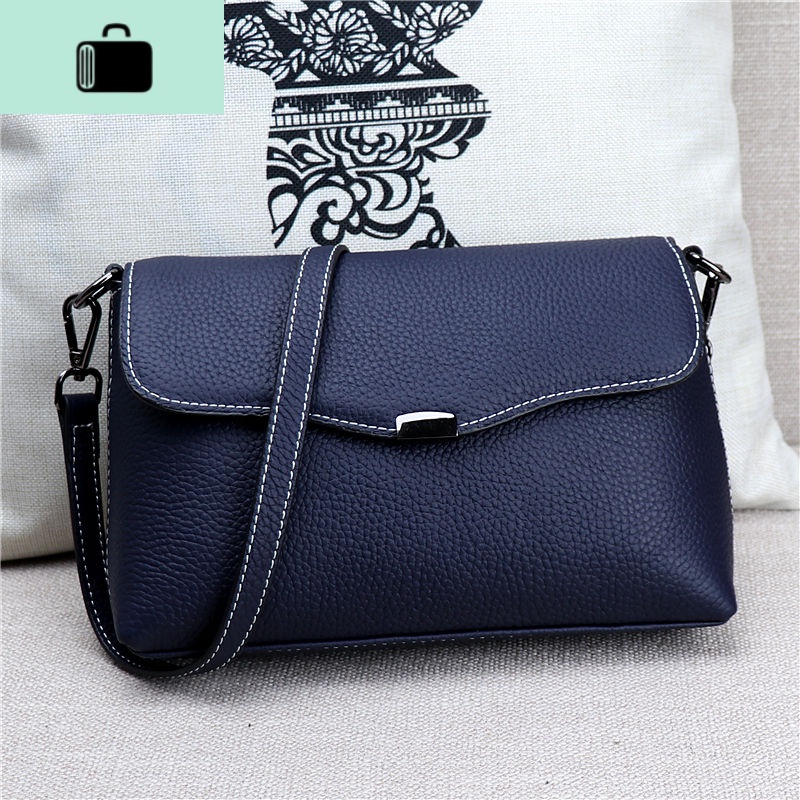 头层牛皮女士小方女包包新款2020夏季百搭斜挎女包真皮女包单肩包NEWLAKE 宝蓝色