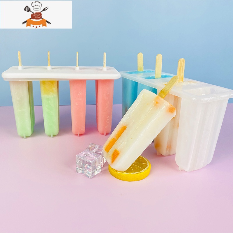 创意老冰棍雪糕模具DIY家用做冰棒冰格冰淇淋激凌儿童制冰盒带盖 敬平 二套模具8支带100木棍