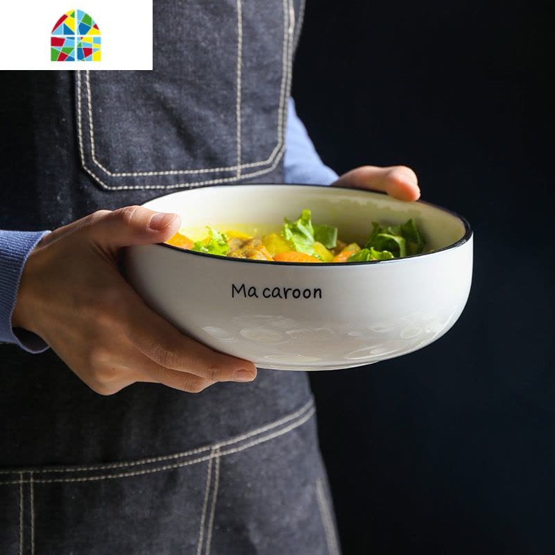 北欧简约陶瓷餐具套装饭碗面碗汤碗菜盘鱼盘平盘牛排盘瓷碗勺 FENGHOU 8寸汤盘图片