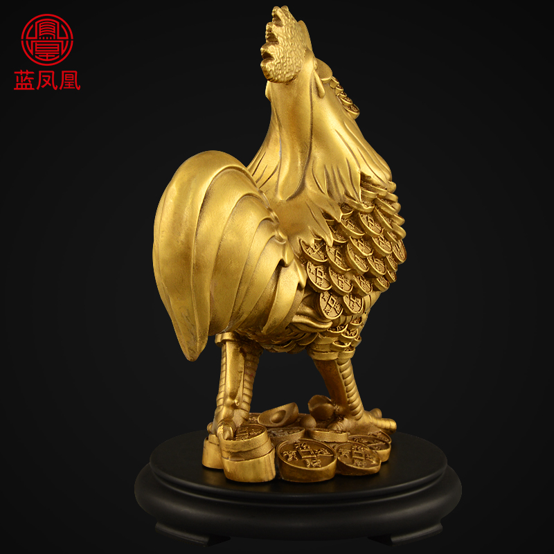 家柏饰(CORATED)铜鸡摆件 铜公鸡大号生肖鸡金钱母鸡卧室客厅 10号铜金钱公鸡+赠底座高清大图