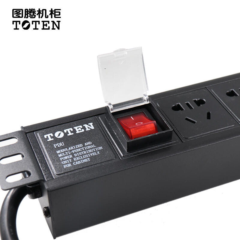 图腾(TOTEN)8位16A PDU 机柜电源分配器 多用插孔pdu电源 机柜专用插座 网络机柜PDU带开关3米线